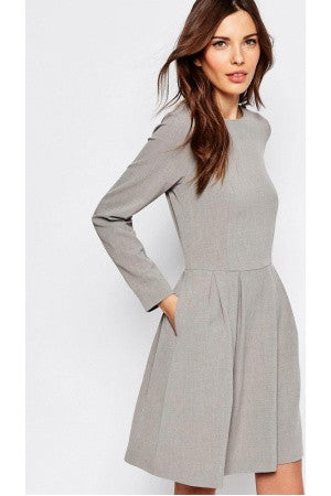 Long Sleeves-Grey Dress