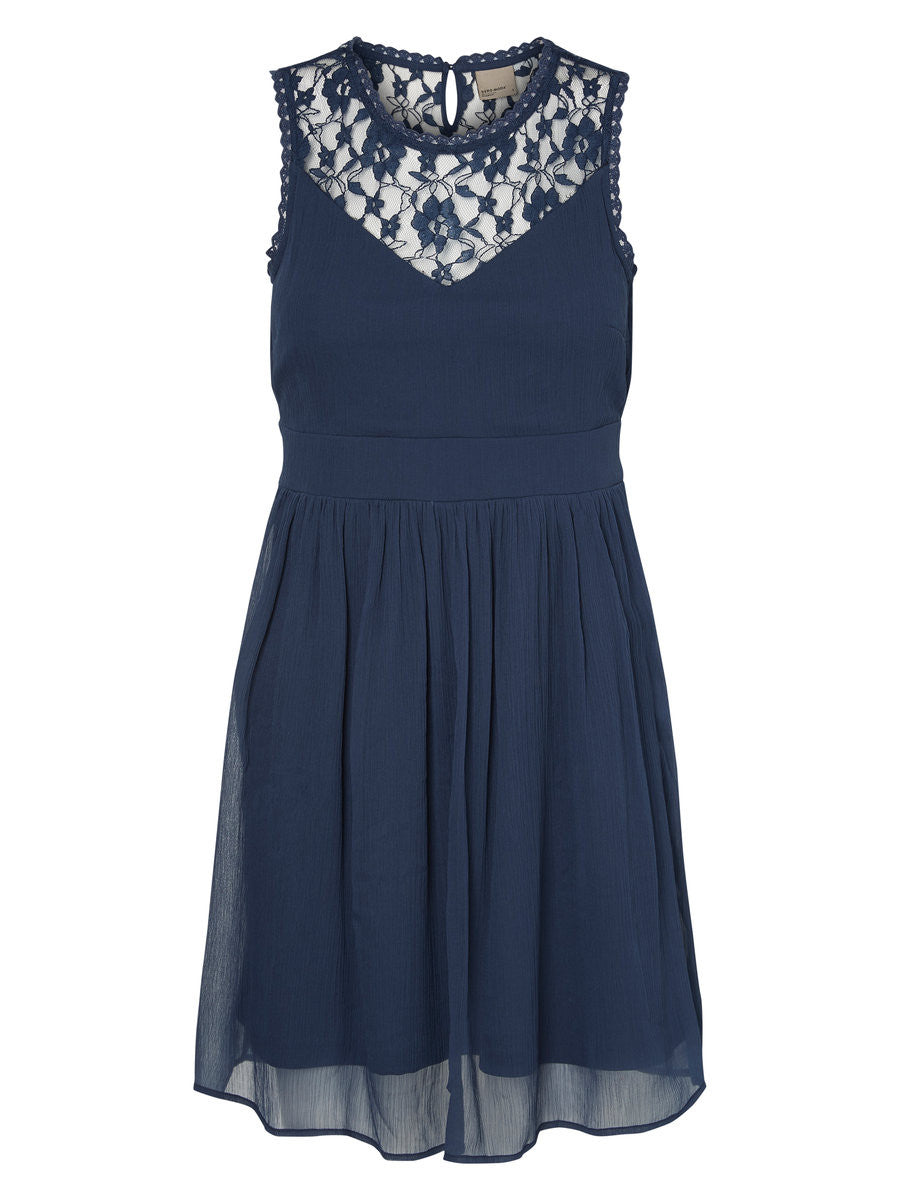 Embroidered Navy Blue Dress